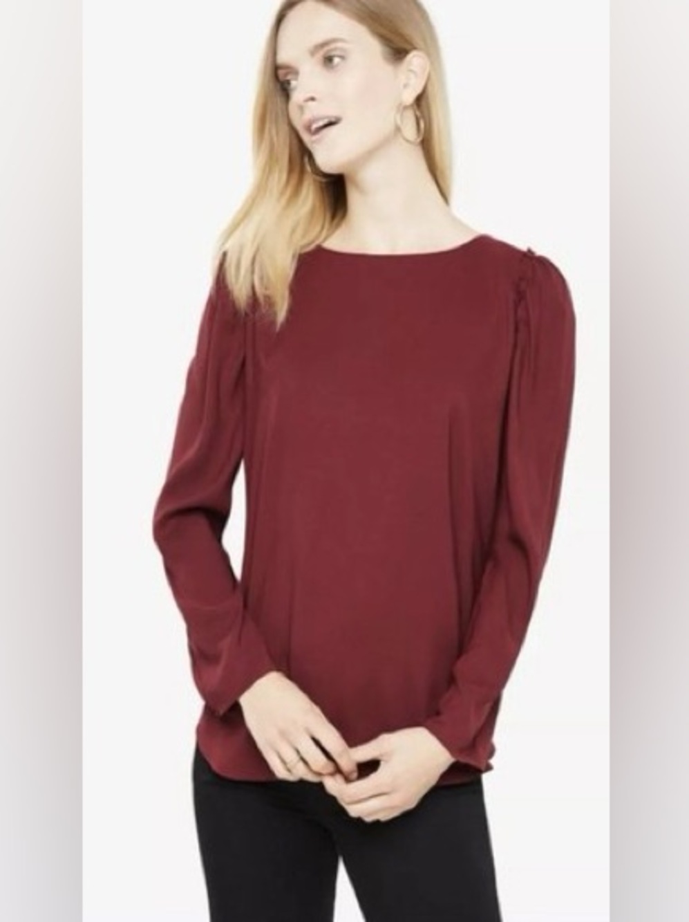 Ann Taylor Burgundy Sheer Tunic Blouse - EUC